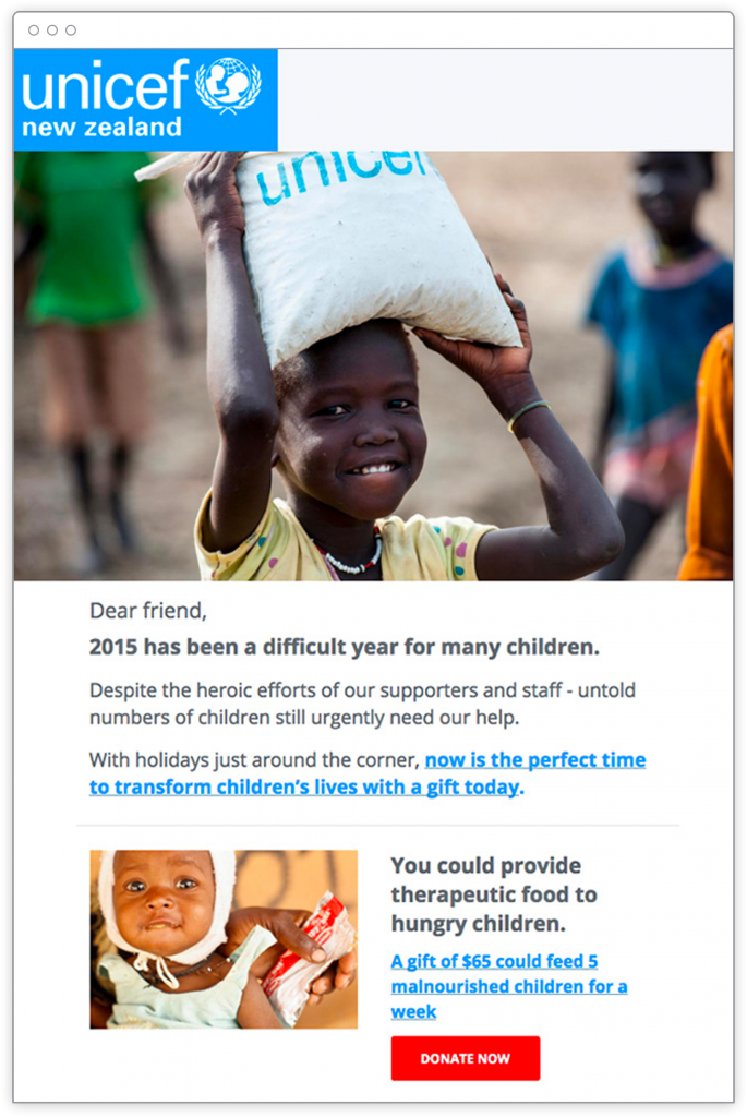 Unicef – Email Marketing – Call to Action Button
