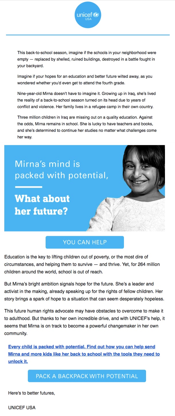 UNICEF – Email Newsletter – Add Story