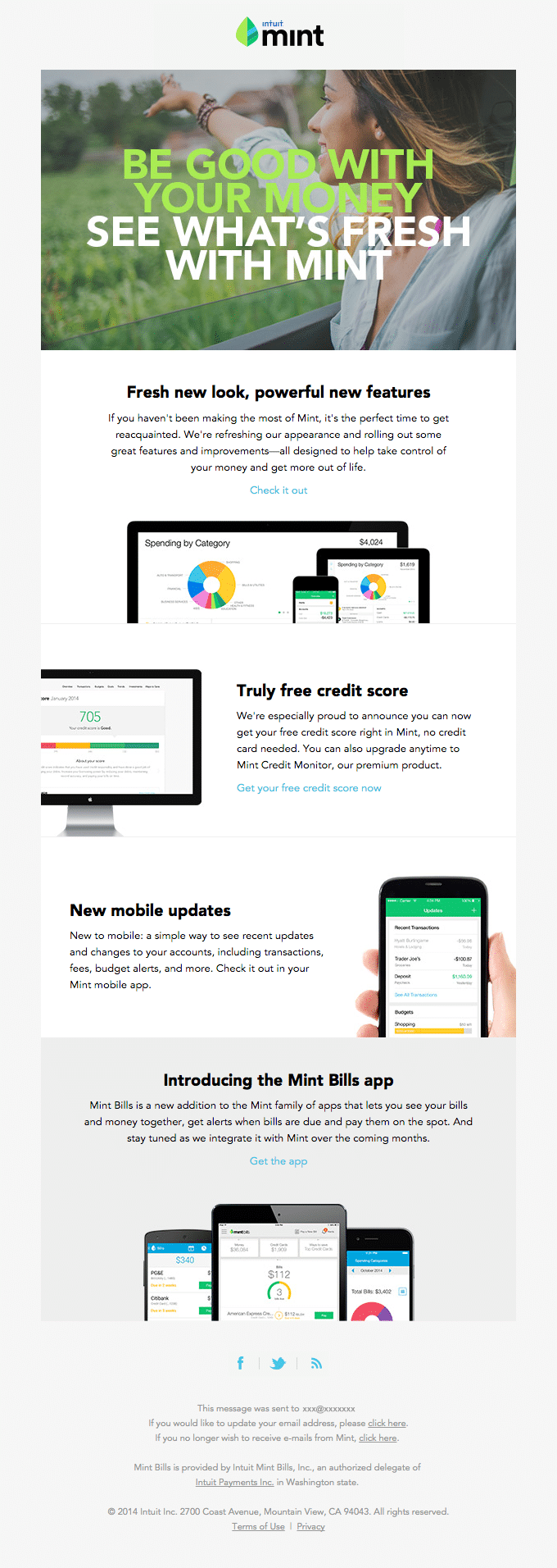 Mint Product Update Email