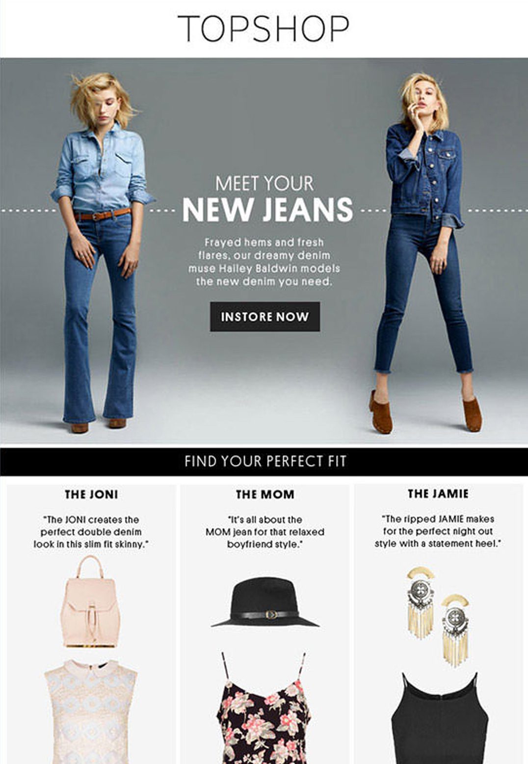 This TopShop email copy is effective, like the 4 Ps.