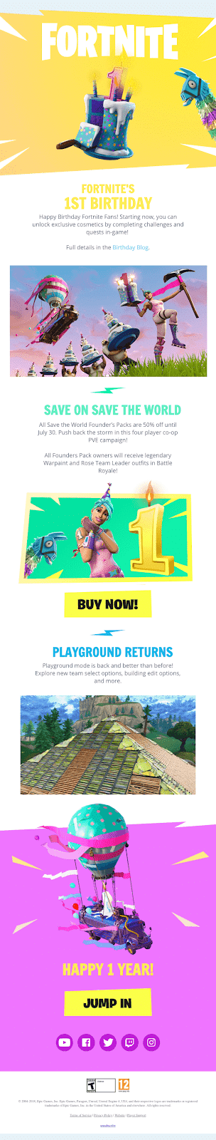 graphics in email copy - Fortnite
