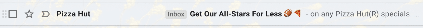 Pizza hut email subject line with emoji - top email subject lines, top email subject lines of 2018, emojis in email subject lines