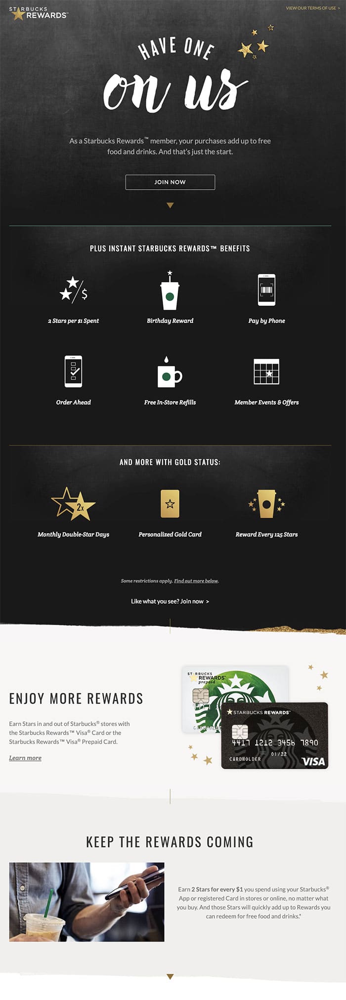 landing page for rewards