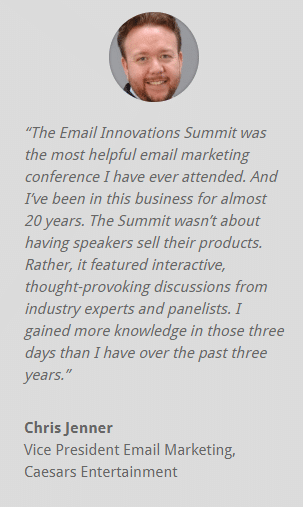 Chris Jenner, Vice President of Email Marketing at Caesars Entertainment, gives a testimonial on how much he benefitted from the Email Innovations Summit. 