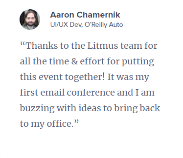 Aaron Chamernik thanks the Litmus team for putting the event together. 
