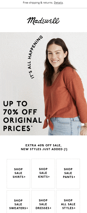 Madewell image-heavy email 2019