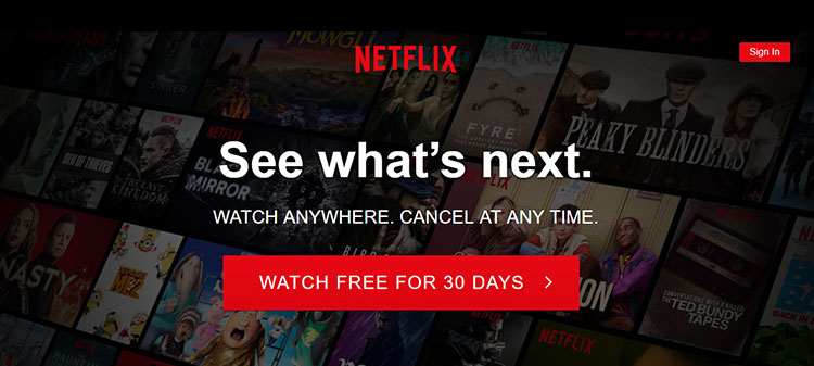 Netflix call to action example