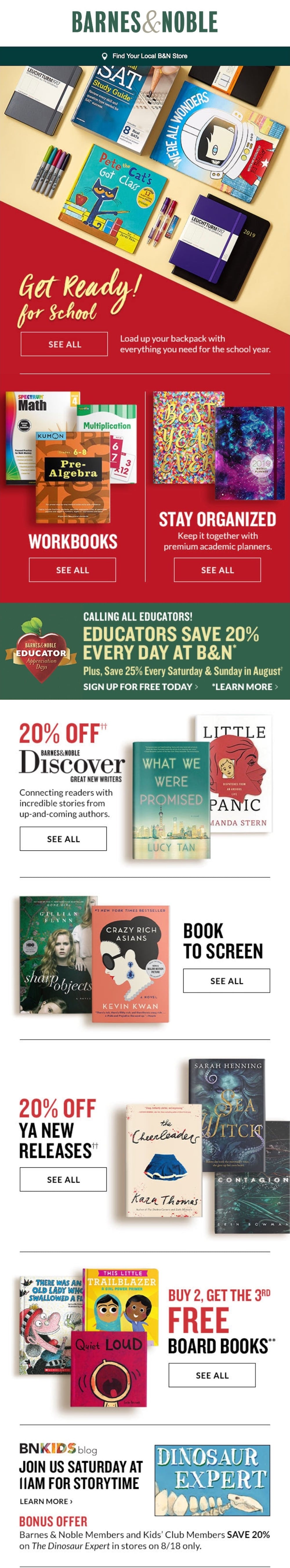 A back-to-school email campaign from Barnes and Noble
