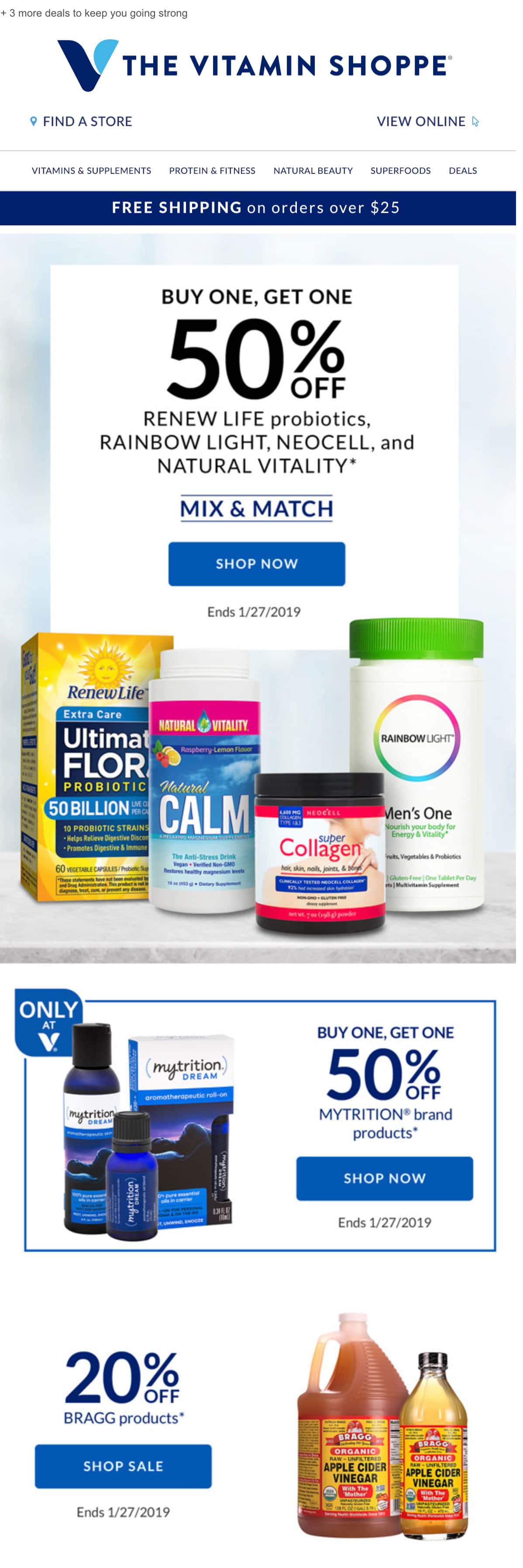 Vitamin Shoppe image-heavy email 2019
