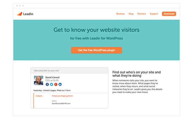 Leadin is completely free to use but only works on WordPress for the time being.