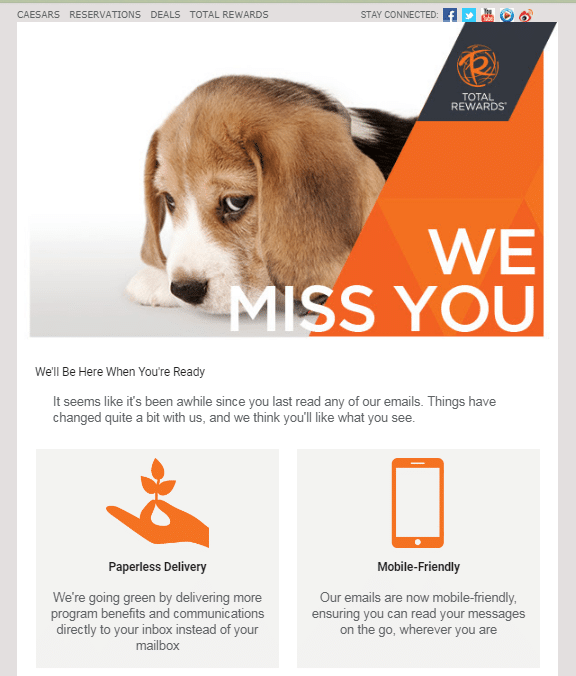 The customer win-back email, also known as a re-engagement email, is your last chance to retain those long lost customers, so make it poignant and worthwhile.
