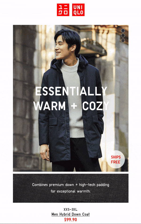 Example of gif from a Uniqlo email.