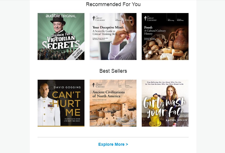 Audible email similar recommendations