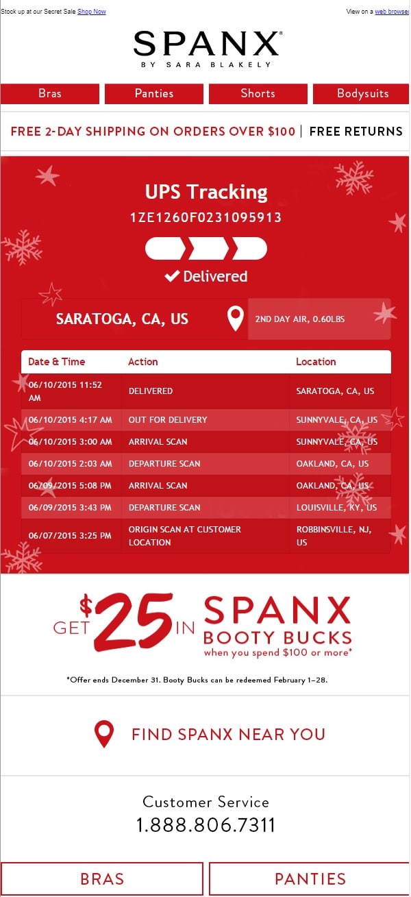 This email from Spanx does a great job using personalization.