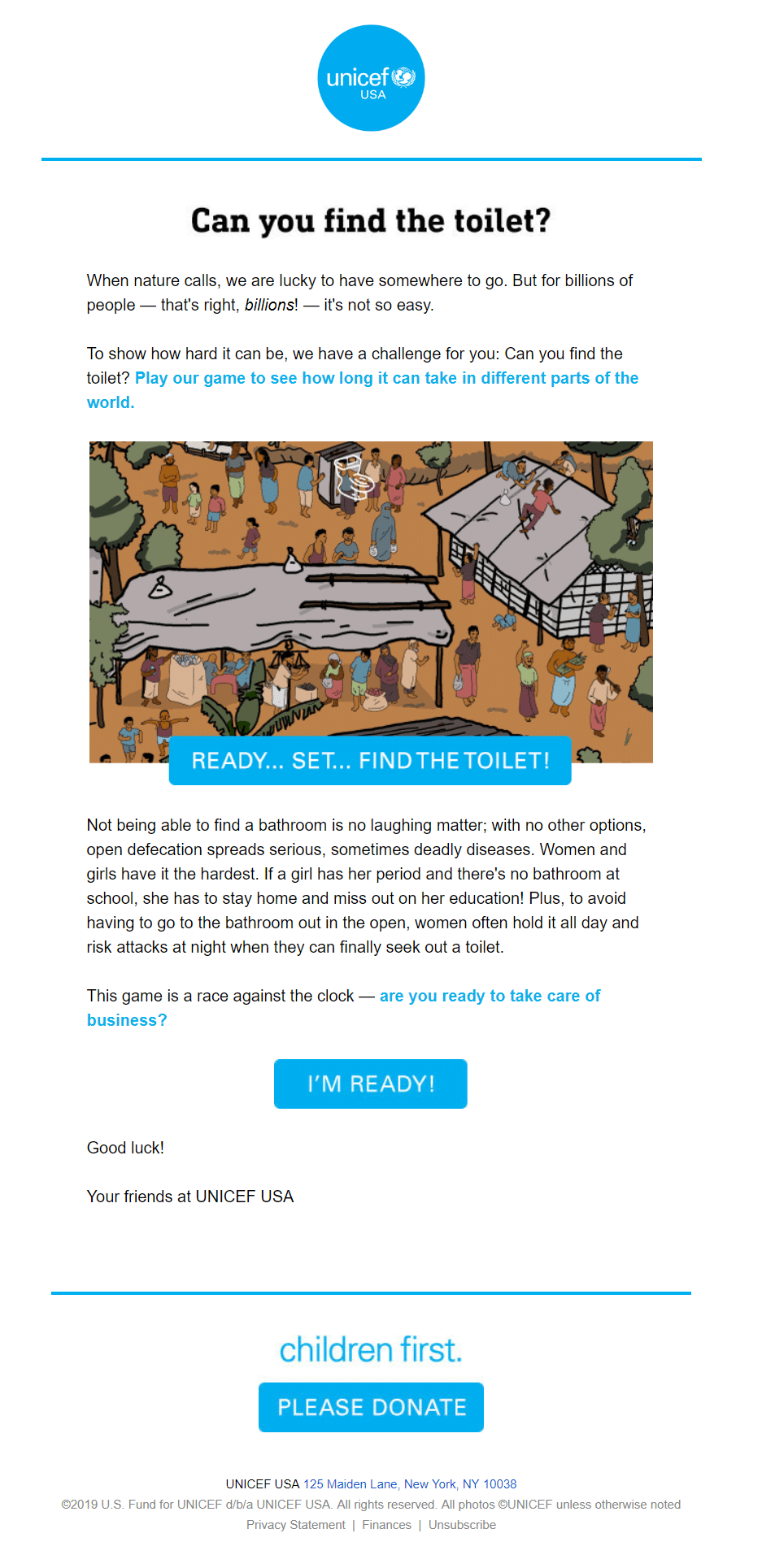 UNICEF recently revamped their email design and content to include some gamified campaigns.