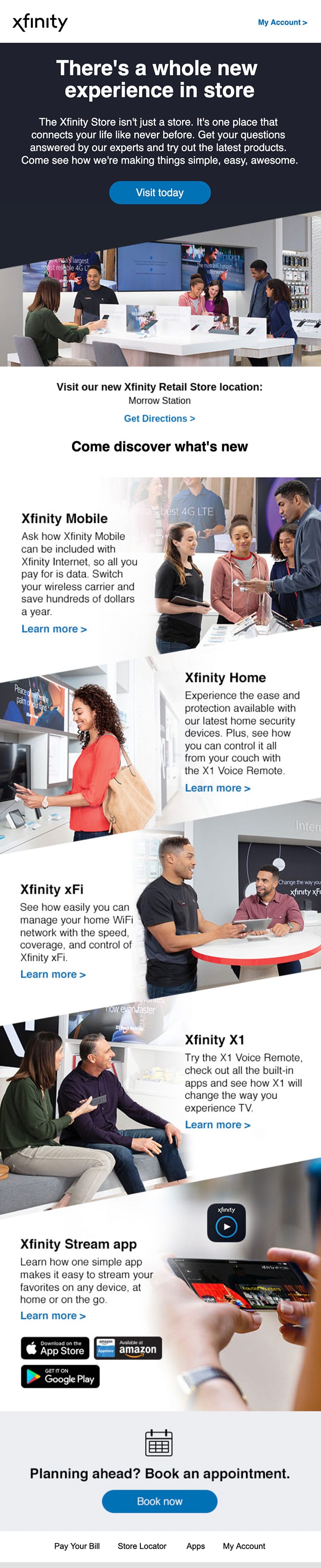 Take a look at this email example from Xfinity:
