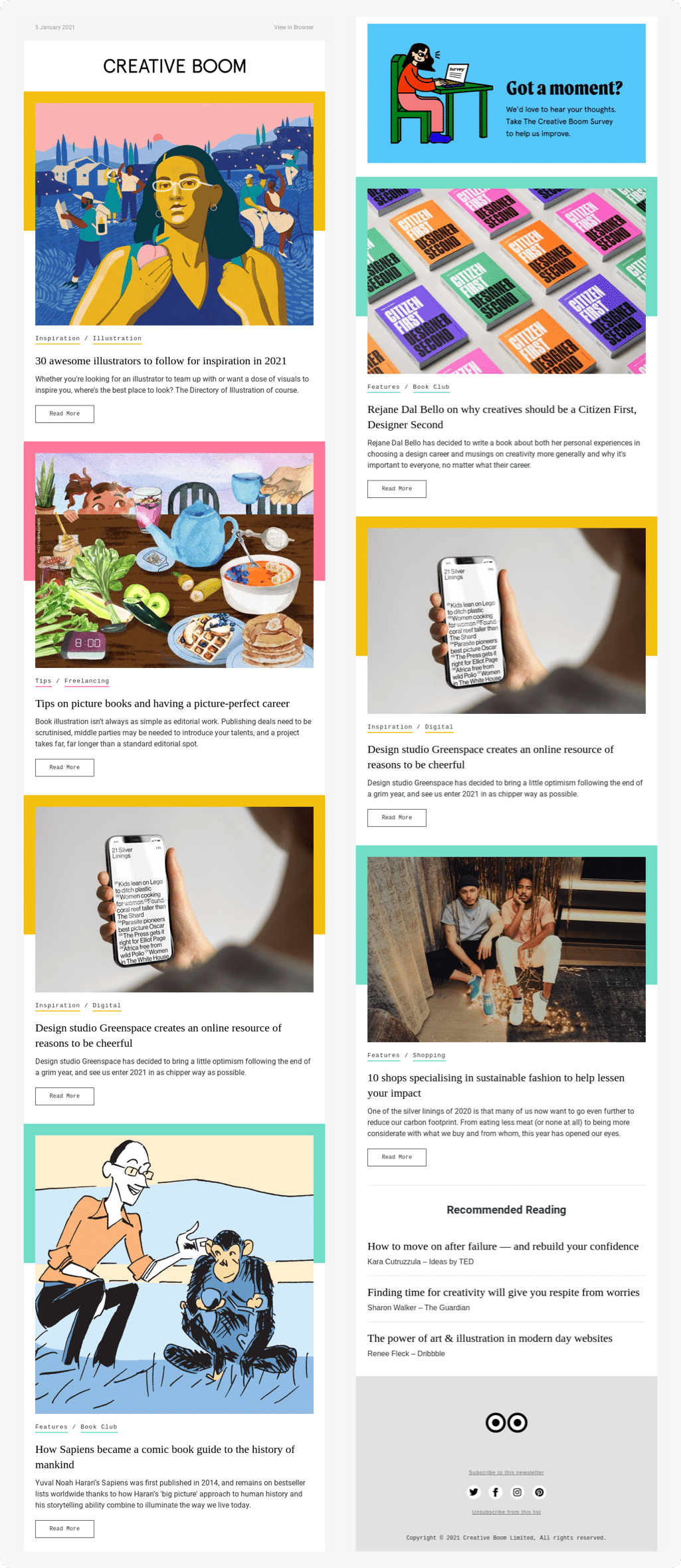 Newsletter example from Creative Boom