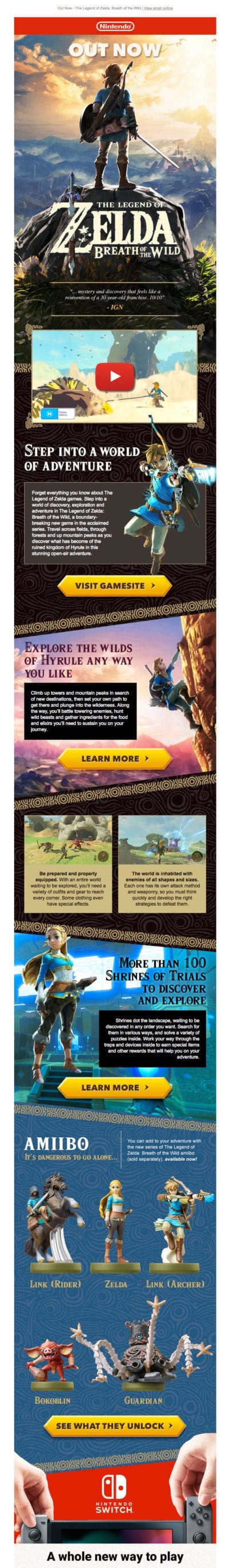 email marketing strategy examples - zelda breath of the wild email