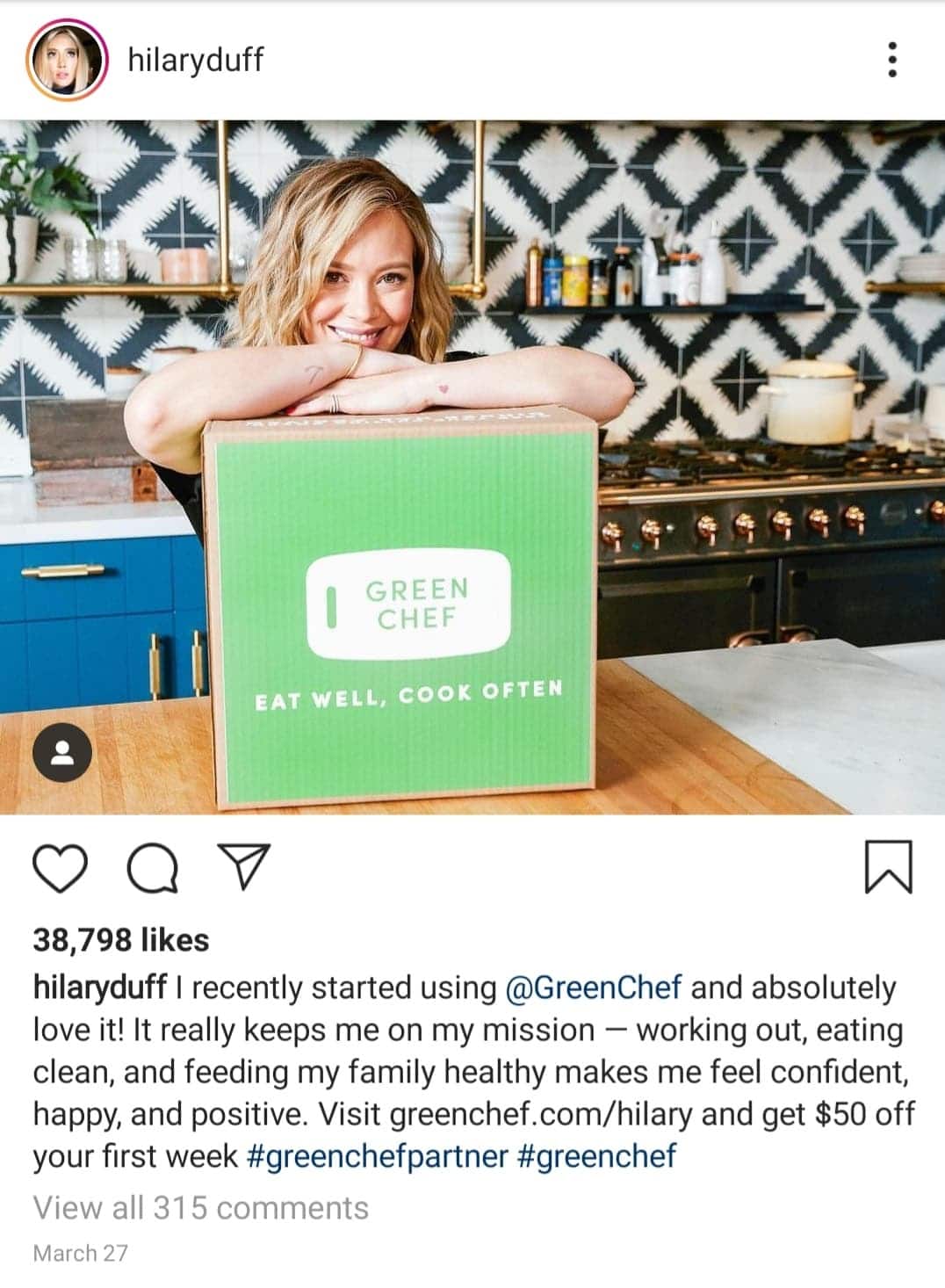 Another stellar example is this post from celebrity Hilary Duff. While she reached celebrity status, thanks to her popular TV shows and music career, she’s still considered one of the “real” celebrities that people like to identify with