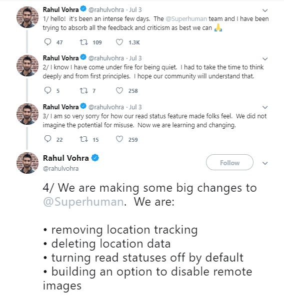 Rahul Vohra’s response to Superhuman privacy concerns