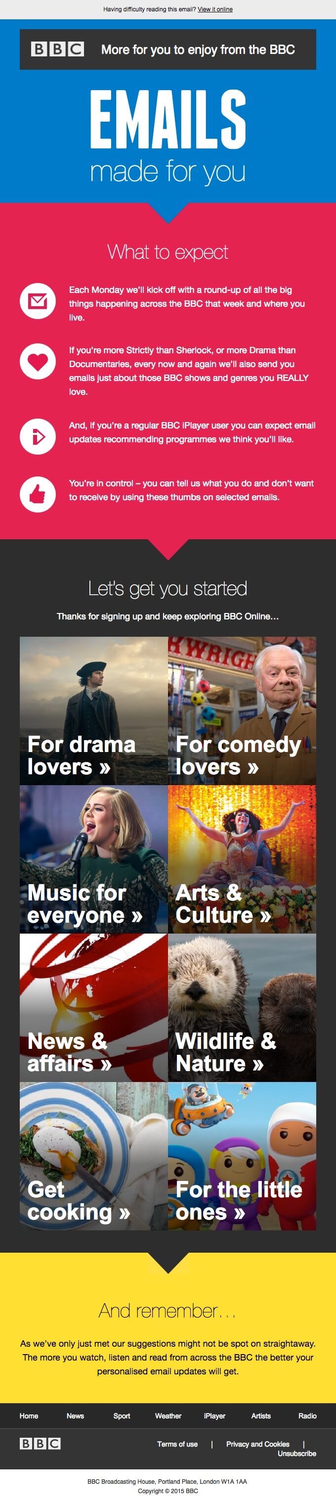 BBC Online Welcome Email