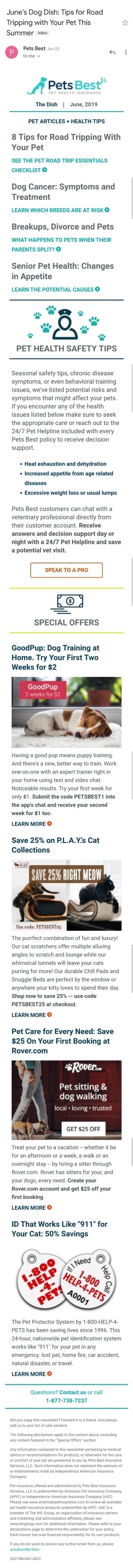Pets Best Insurance Newsletter 
