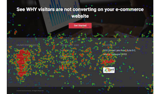 This is a heat map that shows where people view a webpage most