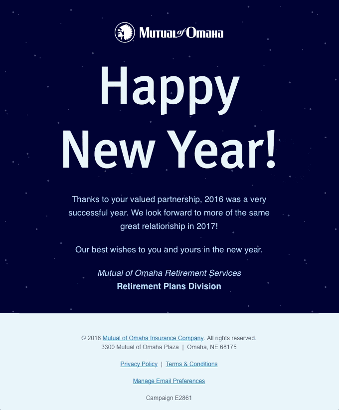 Mutual of Omaha Insurance Company New Year Email Campaign