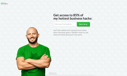 Noah Kagan email signup landing page