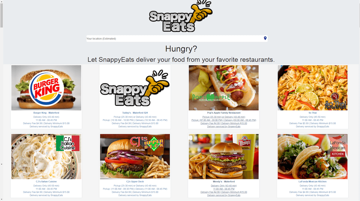 Snappy Eats personalized email based on location with lead pages