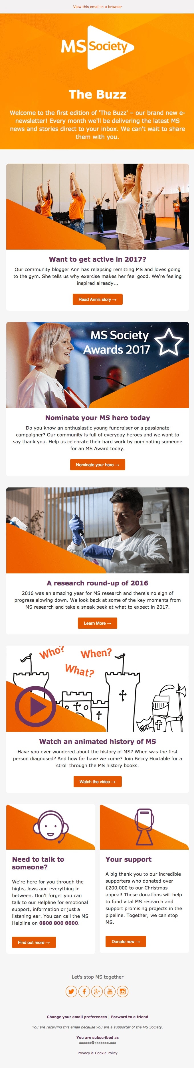  Example of an Email Newsletter from MS Society