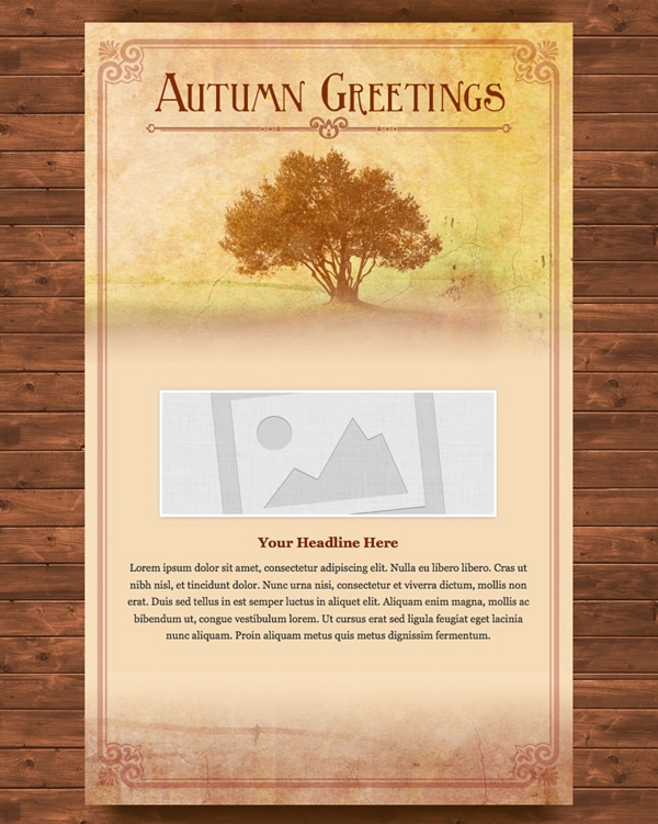 Choose warm colors for your fall newsletter templates, especially if you want to make them feel warm and fuzzy.