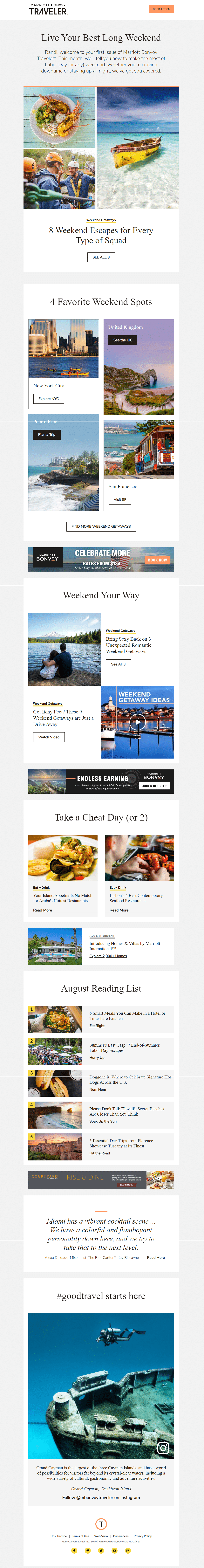 Marriott Labor Day newsletter example