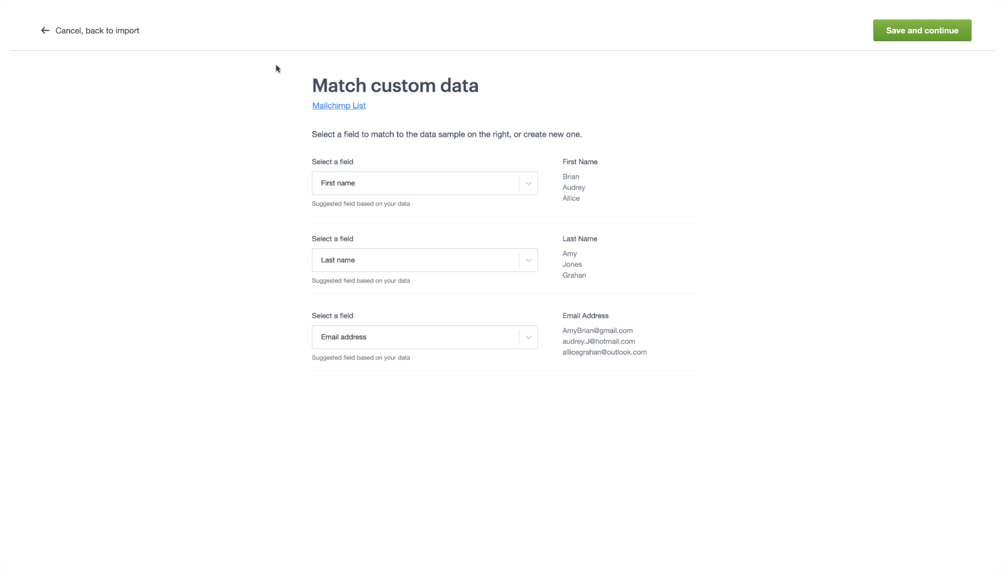 Matching audience data in Campaign Monitor