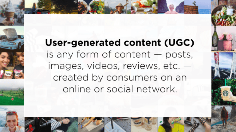 What is user-generated content? This image defines it as any form of content created by consumers online or on social media.