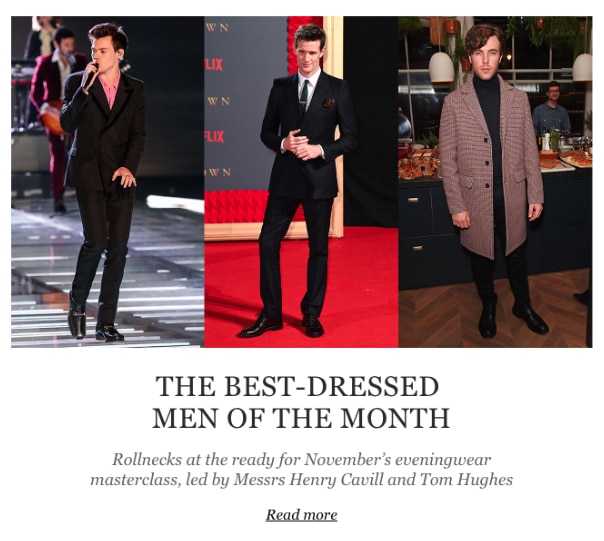 This email newsletter example features the best-dressed male celebrities of the month.