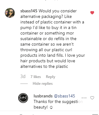 Lush accepts suggestions via Instagram