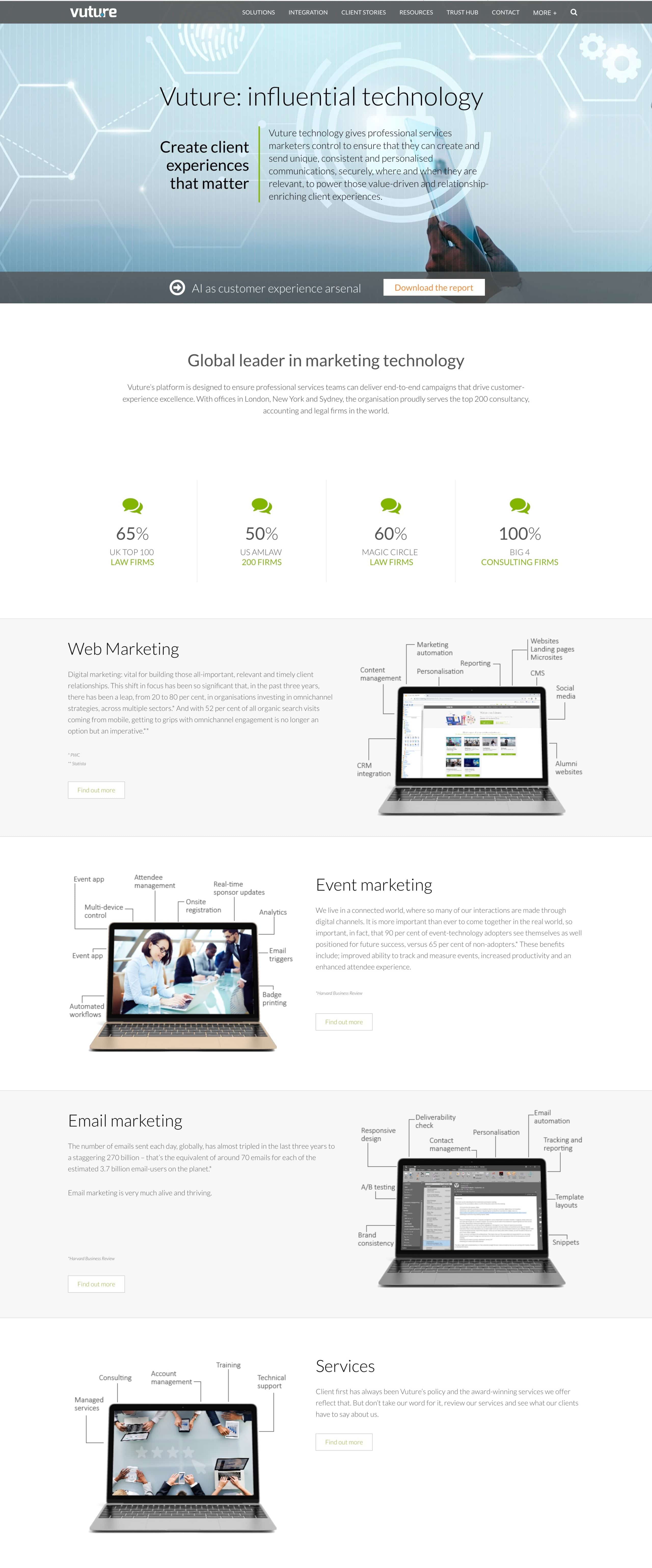 Vuture landing page example with authority-building content that converts and speaks directly to their buyer persona