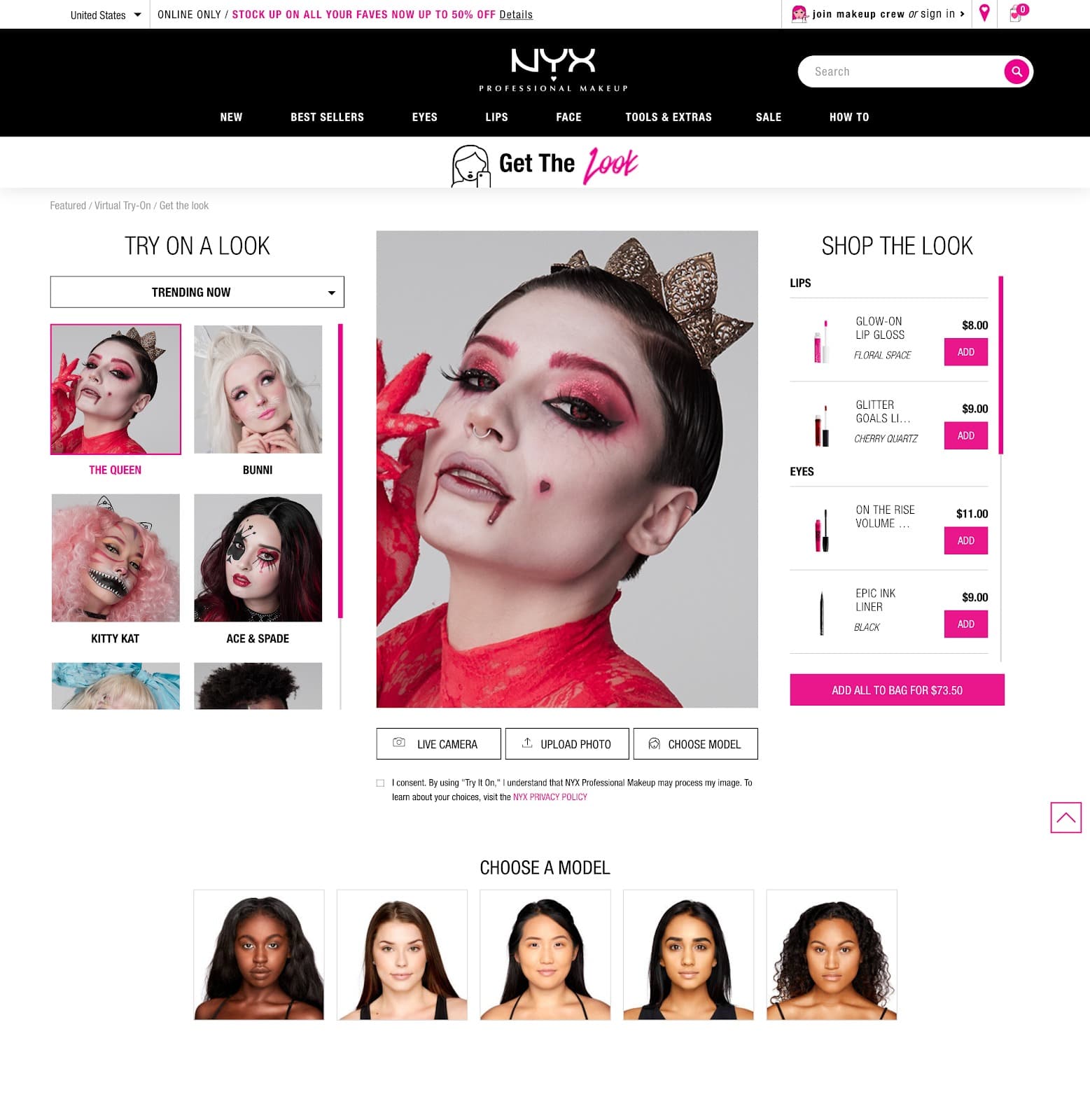 Nyx provides users the chance to see how makeup will look on them, allowing user engagement even online.