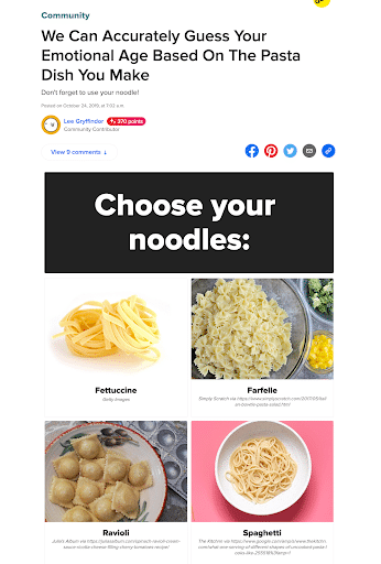 Buzzfeed survey - Which pasta are you?