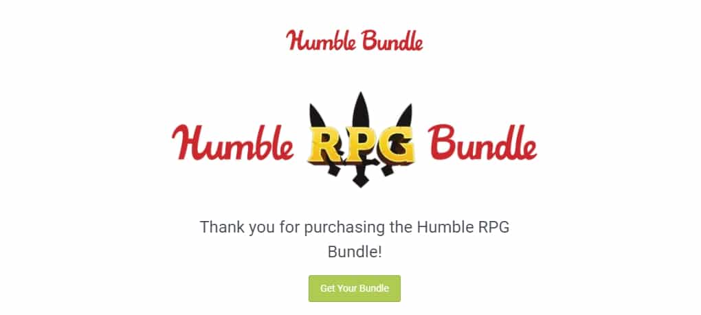  A Humble Bundle purchase confirmation email.