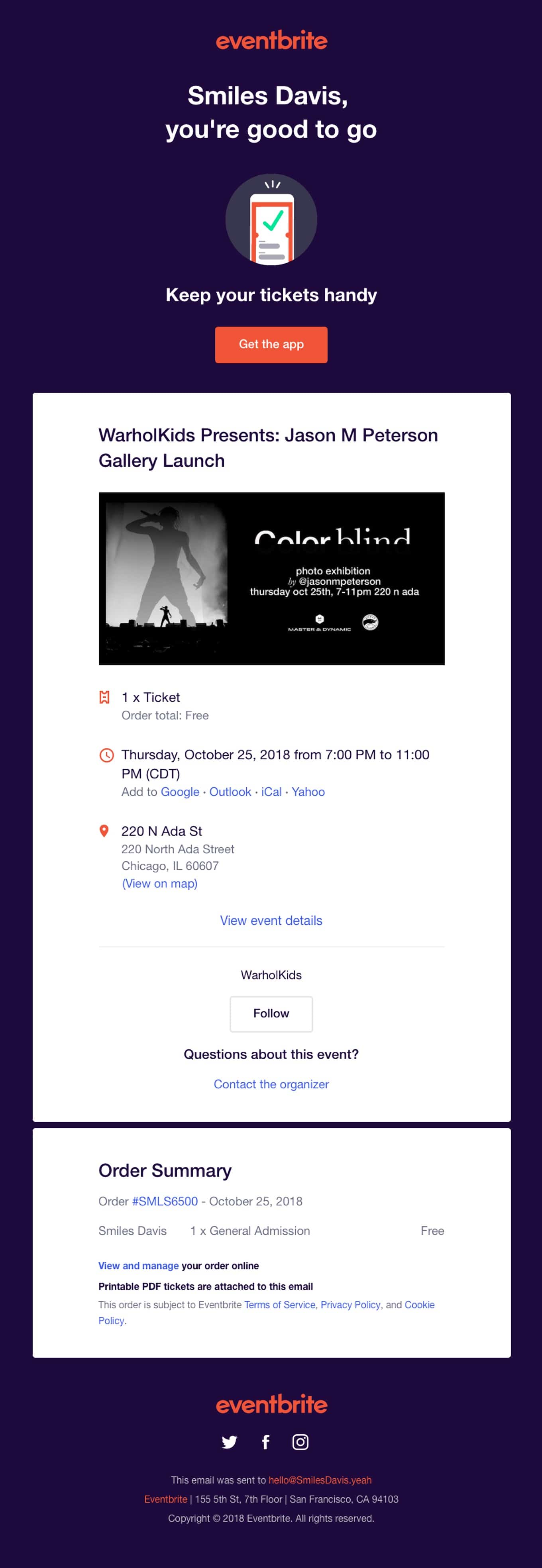  Eventbrite email confirmation