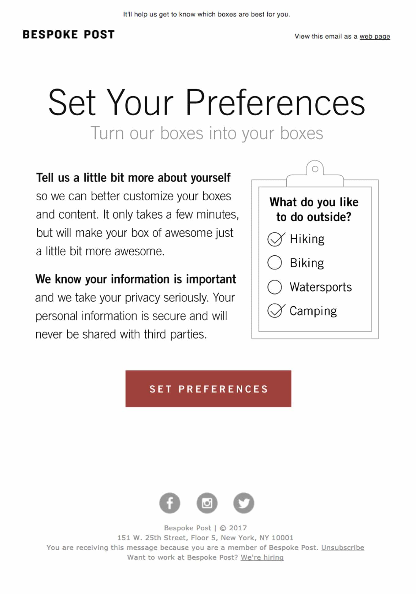 Email Preference Center Example
