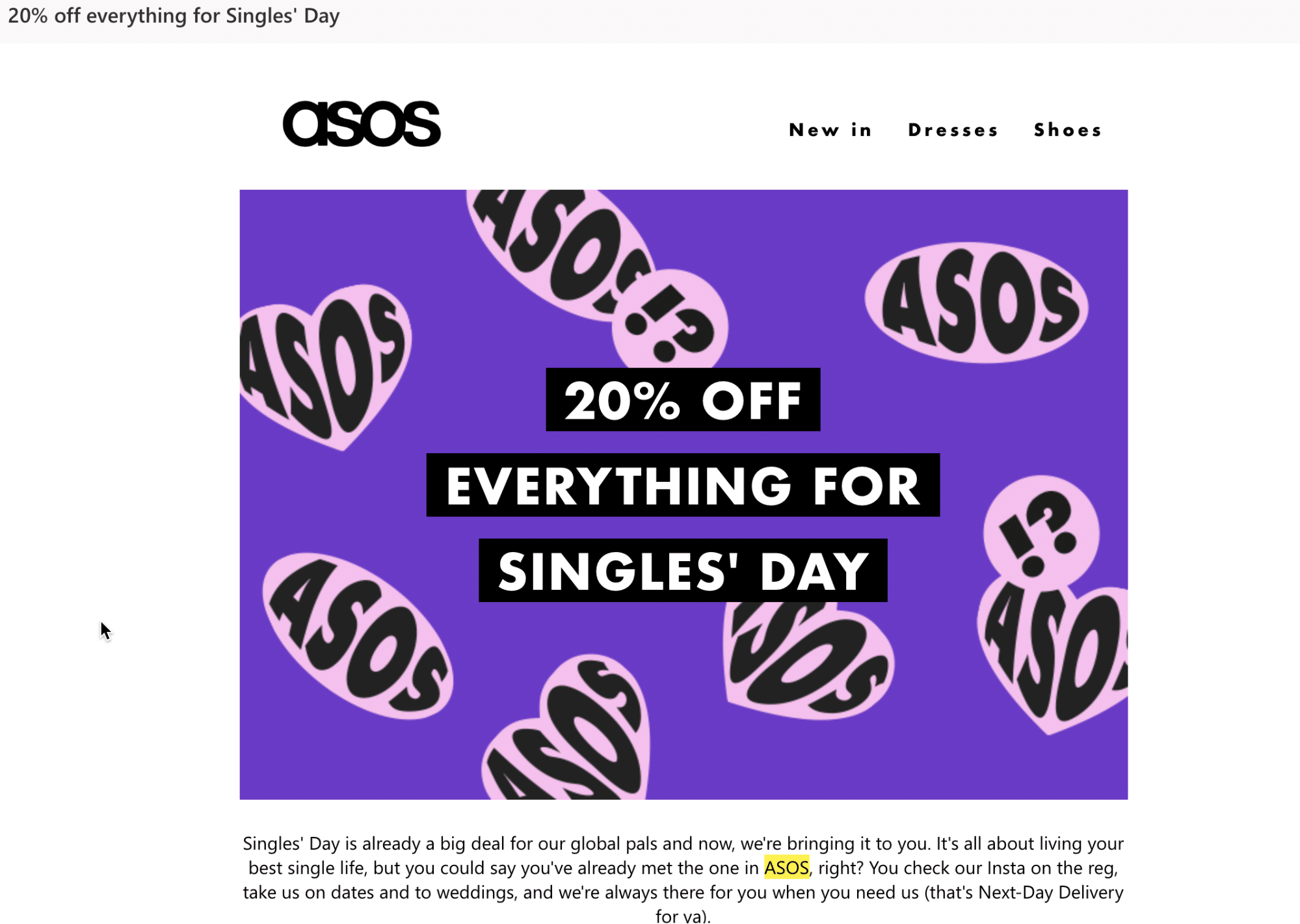 Asos promotional email example