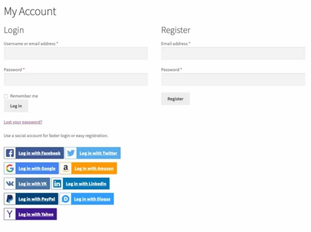Social login makes it easy for your customers to create a new account.
