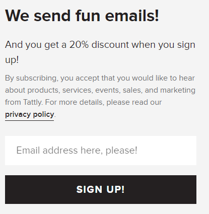 Tattly includes incentive with newsletter