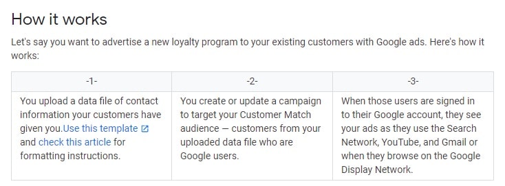 This tool will enable you to use online data (such as email leads) to remarket customers with Google campaigns.