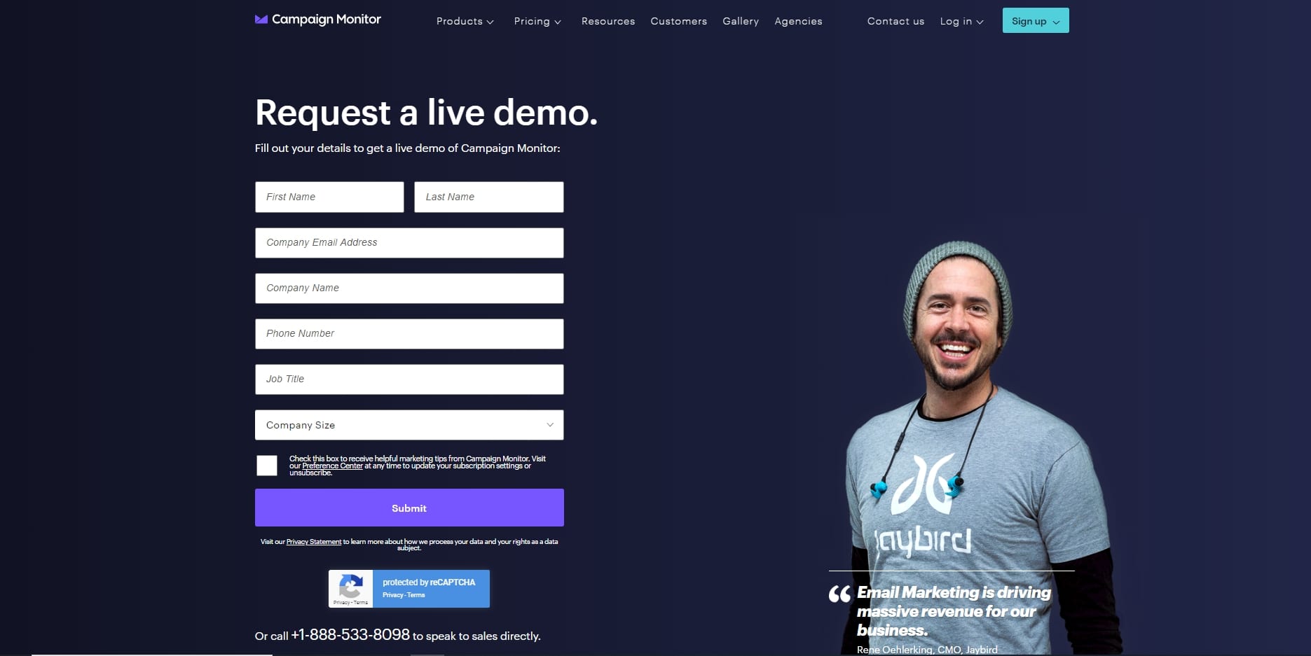  Live Demo Landing Page by Campaign Monitor