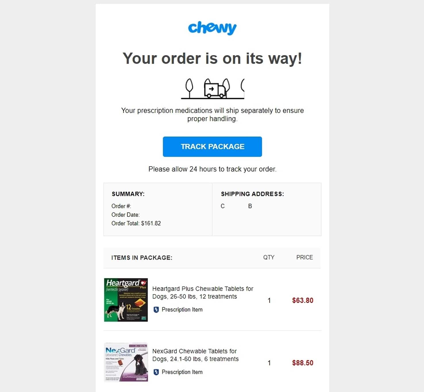 Chewy transactional email