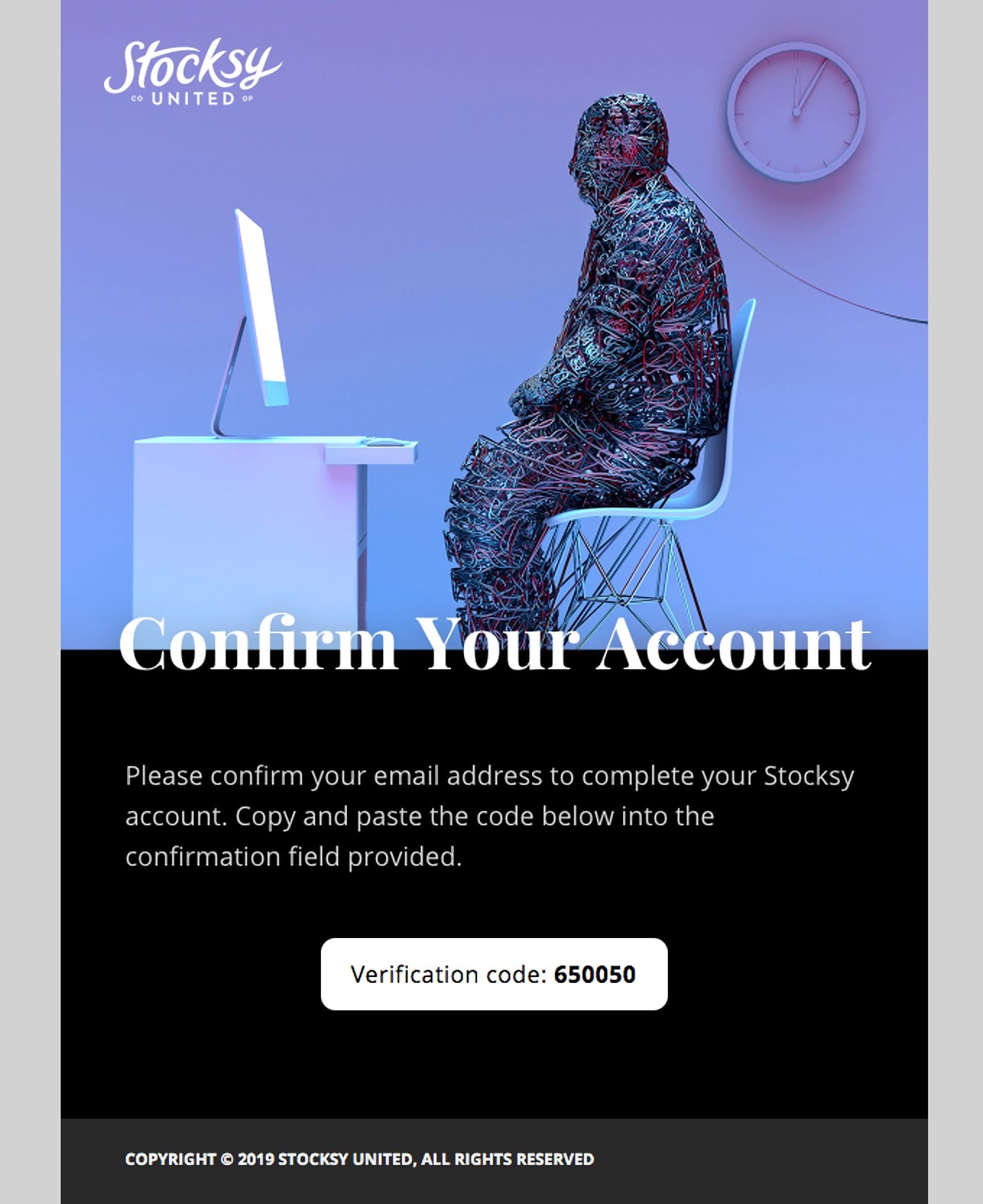 Stocksy United account confirmation transactional email